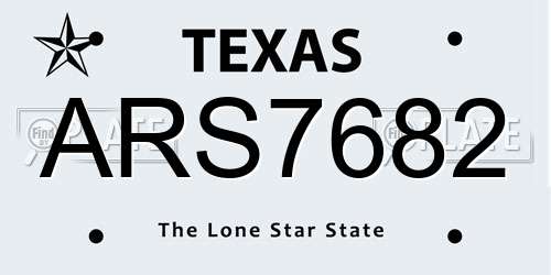 ARS7682 Texas License Plate