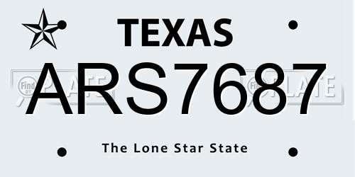 ARS7687 Texas License Plate
