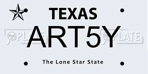 ART5Y Texas License Plate