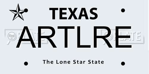 ARTLRE Texas License Plate