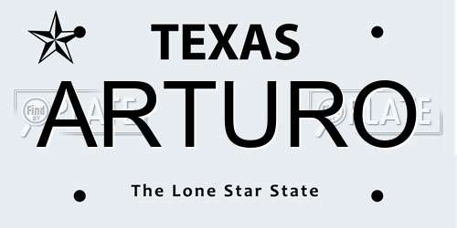 ARTURO Texas License Plate