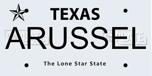 ARUSSEL Texas License Plate