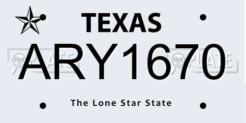 ARY1670 Texas License Plate