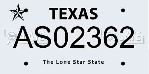 AS02362 Texas License Plate