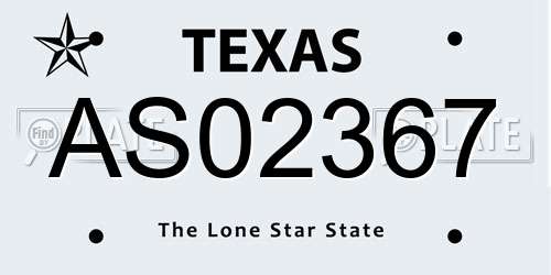 AS02367 Texas License Plate
