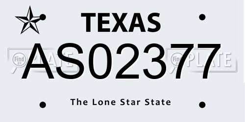 AS02377 Texas License Plate