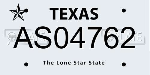 AS04762 Texas License Plate