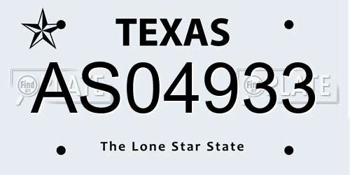 AS04933 Texas License Plate