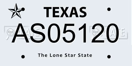 AS05120 Texas License Plate