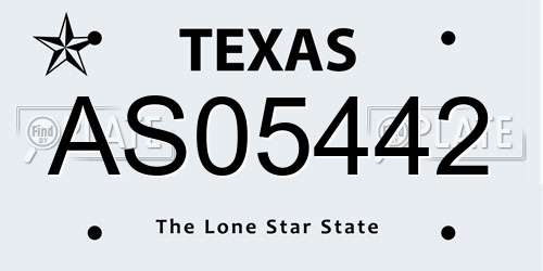 AS05442 Texas License Plate