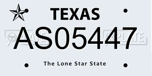 AS05447 Texas License Plate
