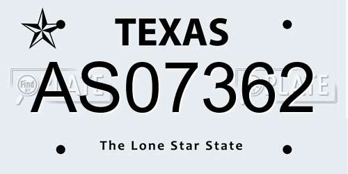 AS07362 Texas License Plate