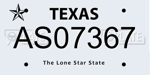 AS07367 Texas License Plate