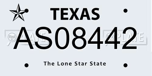 AS08442 Texas License Plate