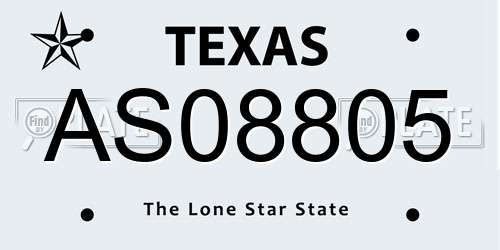 AS08805 Texas License Plate