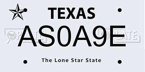 AS0A9E Texas License Plate