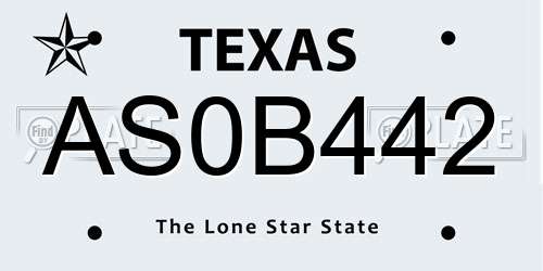 AS0B442 Texas License Plate