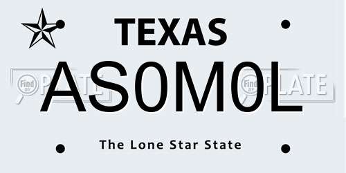 AS0M0L Texas License Plate