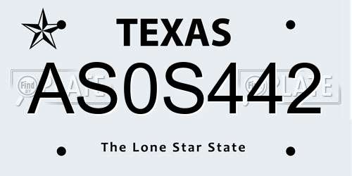 AS0S442 Texas License Plate