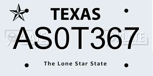 AS0T367 Texas License Plate