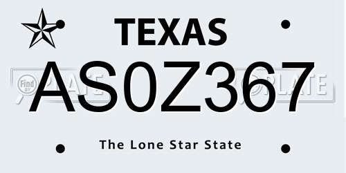AS0Z367 Texas License Plate