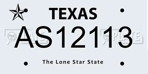 AS12113 Texas License Plate