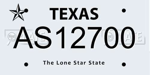 AS12700 Texas License Plate