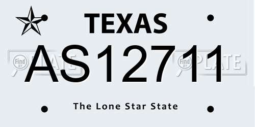 AS12711 Texas License Plate