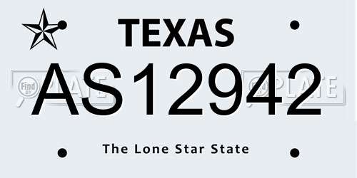 AS12942 Texas License Plate