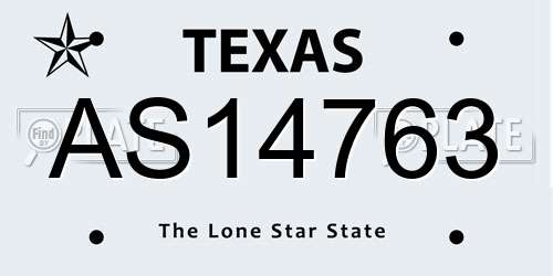 AS14763 Texas License Plate