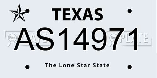 AS14971 Texas License Plate