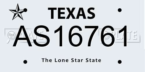 AS16761 Texas License Plate