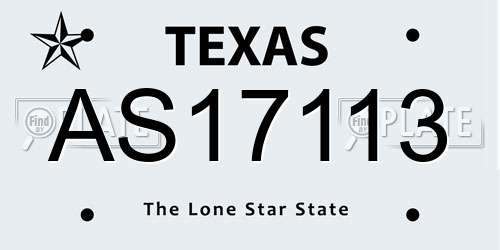 AS17113 Texas License Plate