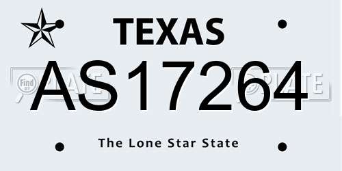 AS17264 Texas License Plate