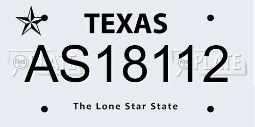 AS18112 Texas License Plate