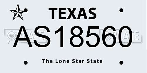 AS18560 Texas License Plate