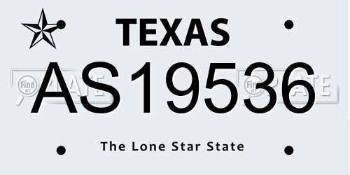 AS19536 Texas License Plate