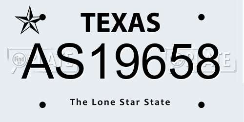AS19658 Texas License Plate