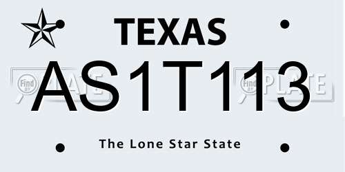 AS1T113 Texas License Plate