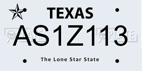 AS1Z113 Texas License Plate