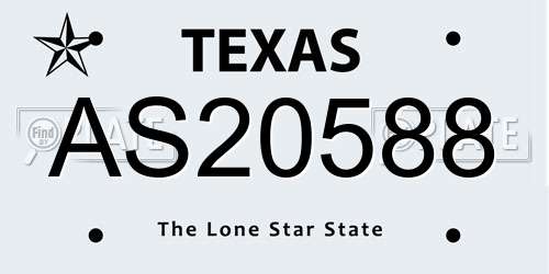 AS20588 Texas License Plate