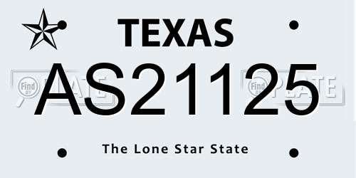 AS21125 Texas License Plate