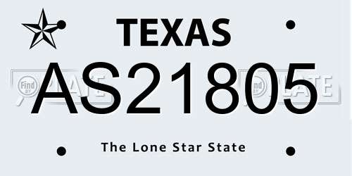 AS21805 Texas License Plate
