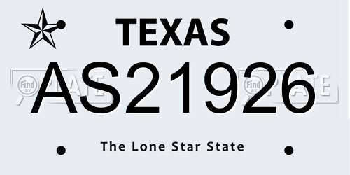 AS21926 Texas License Plate