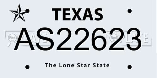 AS22623 Texas License Plate