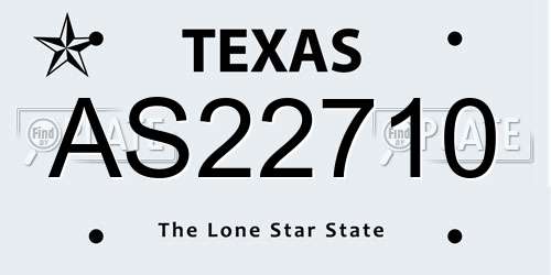 AS22710 Texas License Plate