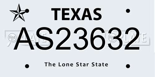 AS23632 Texas License Plate
