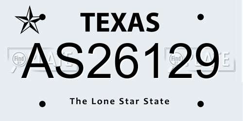 AS26129 Texas License Plate