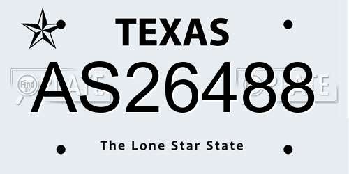 AS26488 Texas License Plate