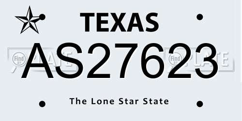 AS27623 Texas License Plate